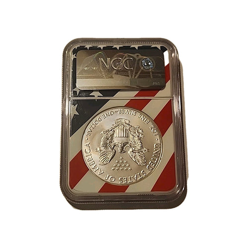 2018 US Silver $1 Eagle NGC MS69 American Flag image 1