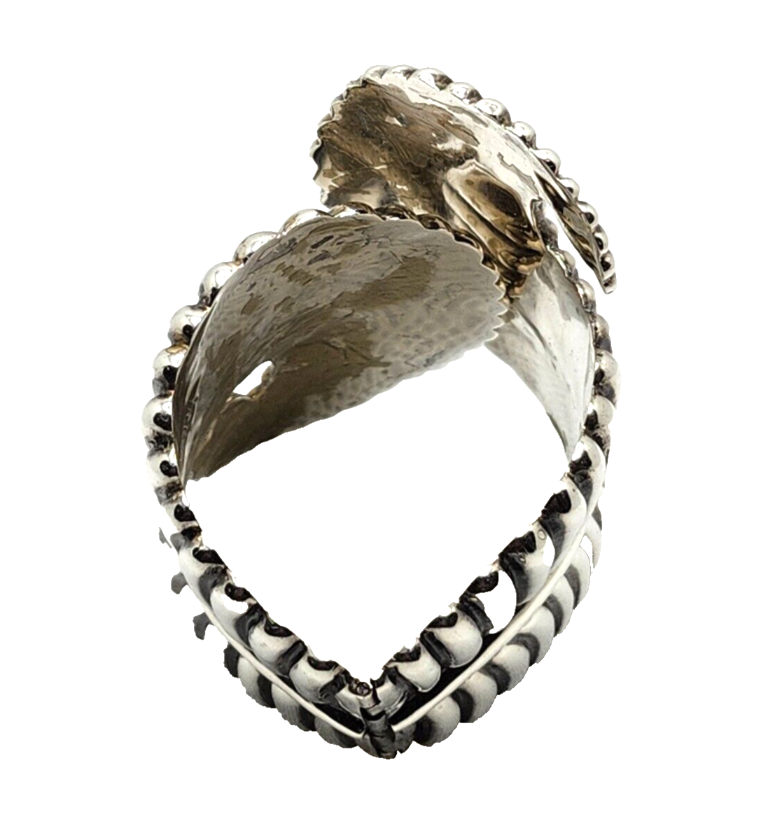 Vintage Taxco Mexican 925 Sterling Silver Clamper Fern Leaf Cuff Bracelet image 6