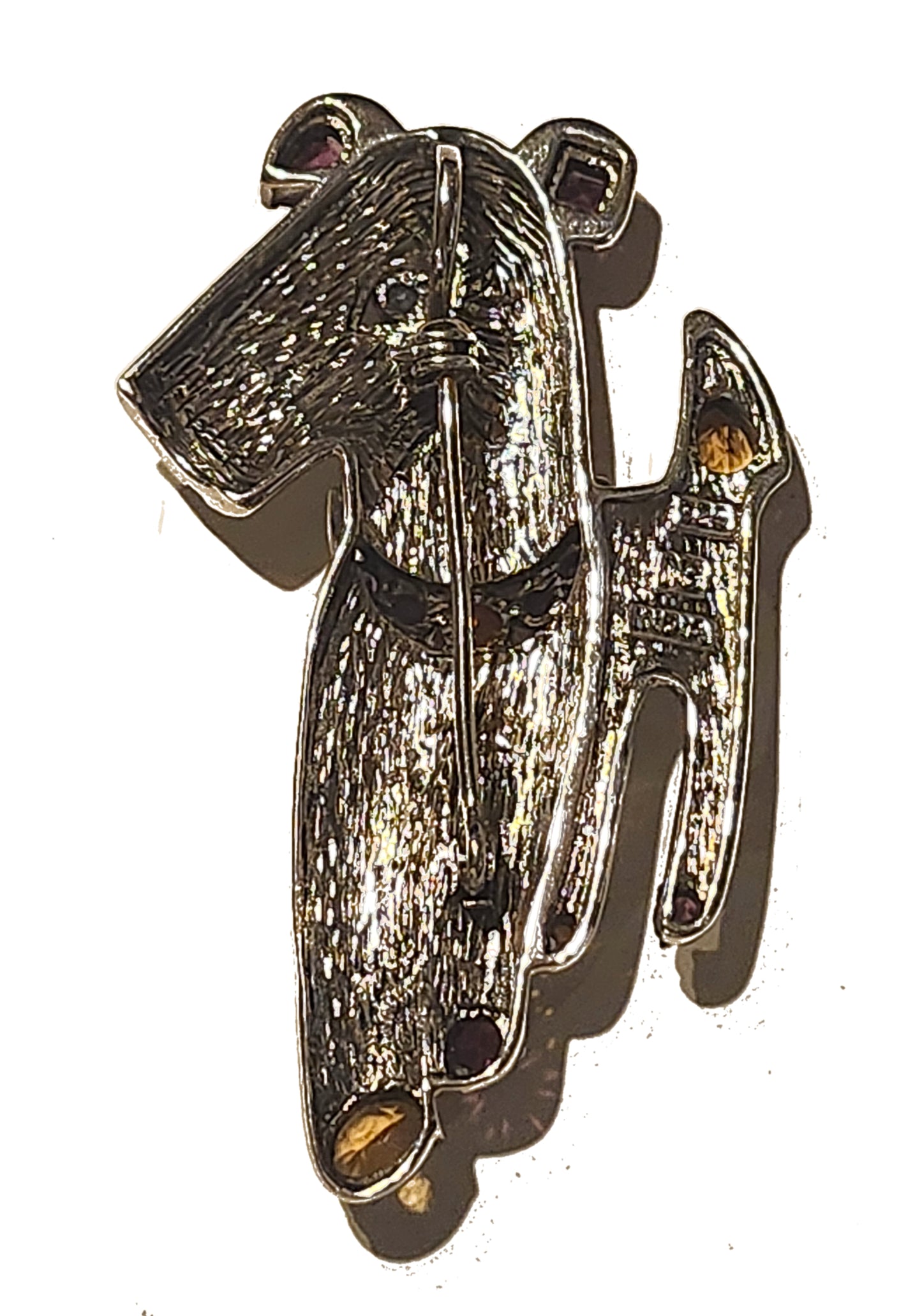 Nicki Butler Sterling Silver & Gemstone Terrier Dog Pin Pendant Signed image 4