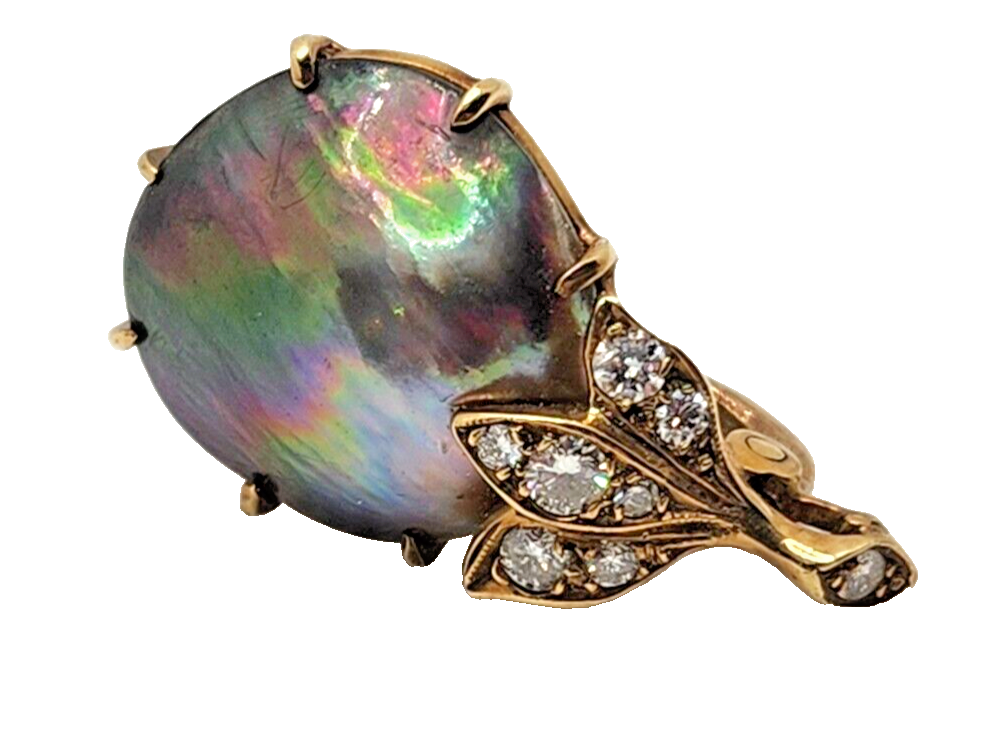 Tahitian South Sea Black Pearl & Diamond 14K Yellow Gold Enhancer Pendant image 5