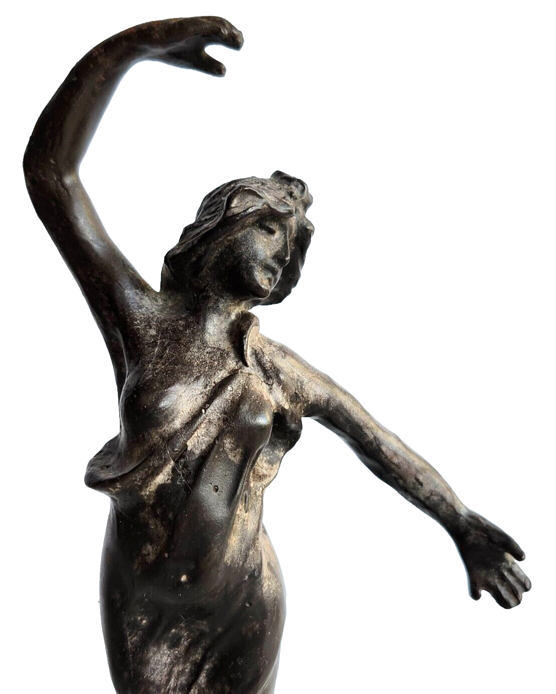 Small Bronze Statue of Goddess Woman on Green Base image 1