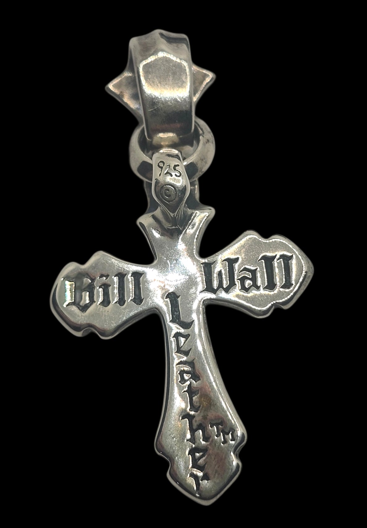 BWL Bill Wall Leather Malibu Sterling Large 2005 Cross Pendant w/ Lg Bail image 5