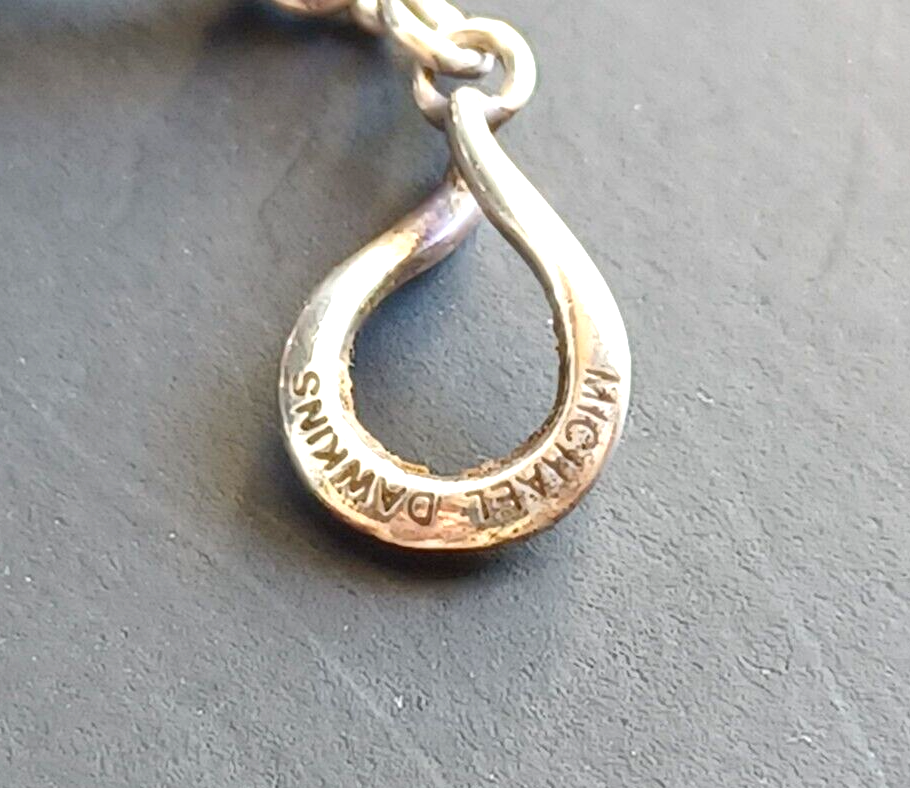 Michael Dawkins Sterling Silver 925 Chain Link Necklace Pearl & Gem Accents 16" image 9