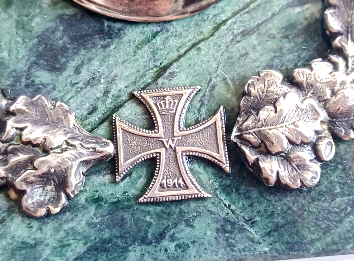 Prussian Regiment Corps Officers Sterling Silver Parade Helmet Iron Cross Award image 13
