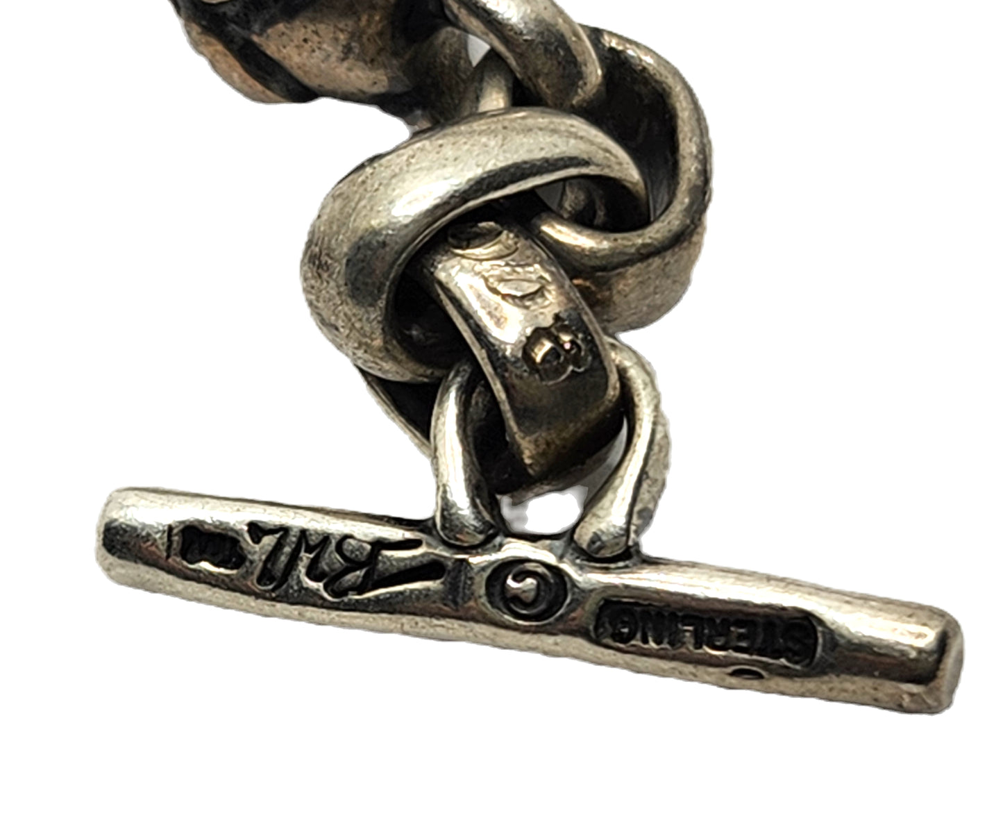 BWL Bill Wall Leather Six Good Luck Skull Sterling Silver Toggle Brac image 7