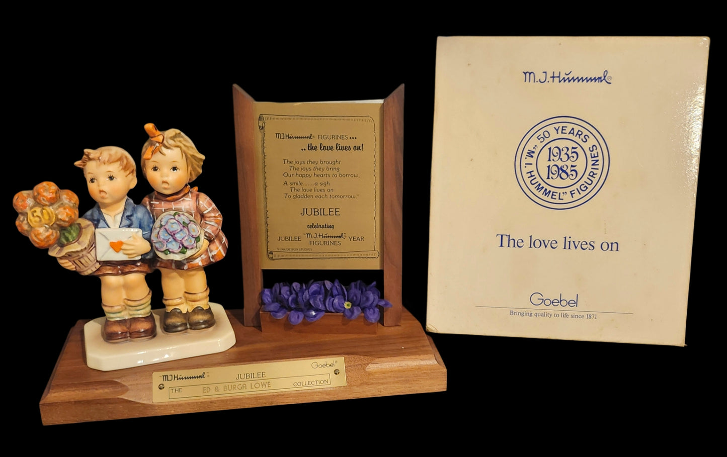 Hummel 50 Year Jubilee "The Love Lives On" Figurine #416 w/ Box & Display Stand image 0