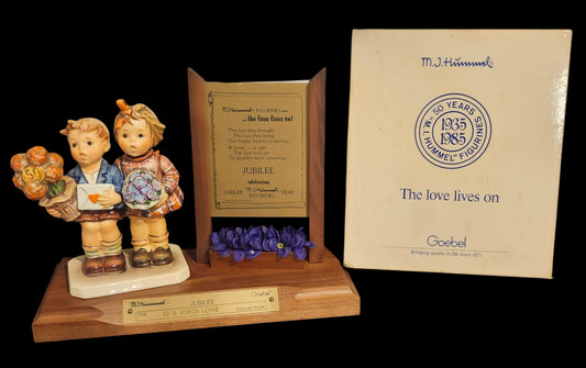 Hummel 50 Year Jubilee "The Love Lives On" Figurine #416 w/ Box & Display Stand image 0