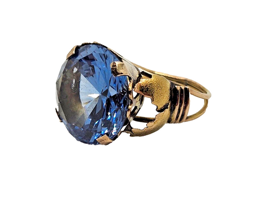Antique Fancy Cut Blue Topaz & 14K Yellow Gold Ring image 0