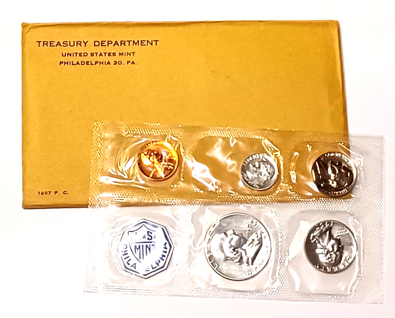 1957 U.S. Mint SILVER PROOF Set in Original Envelope image 0