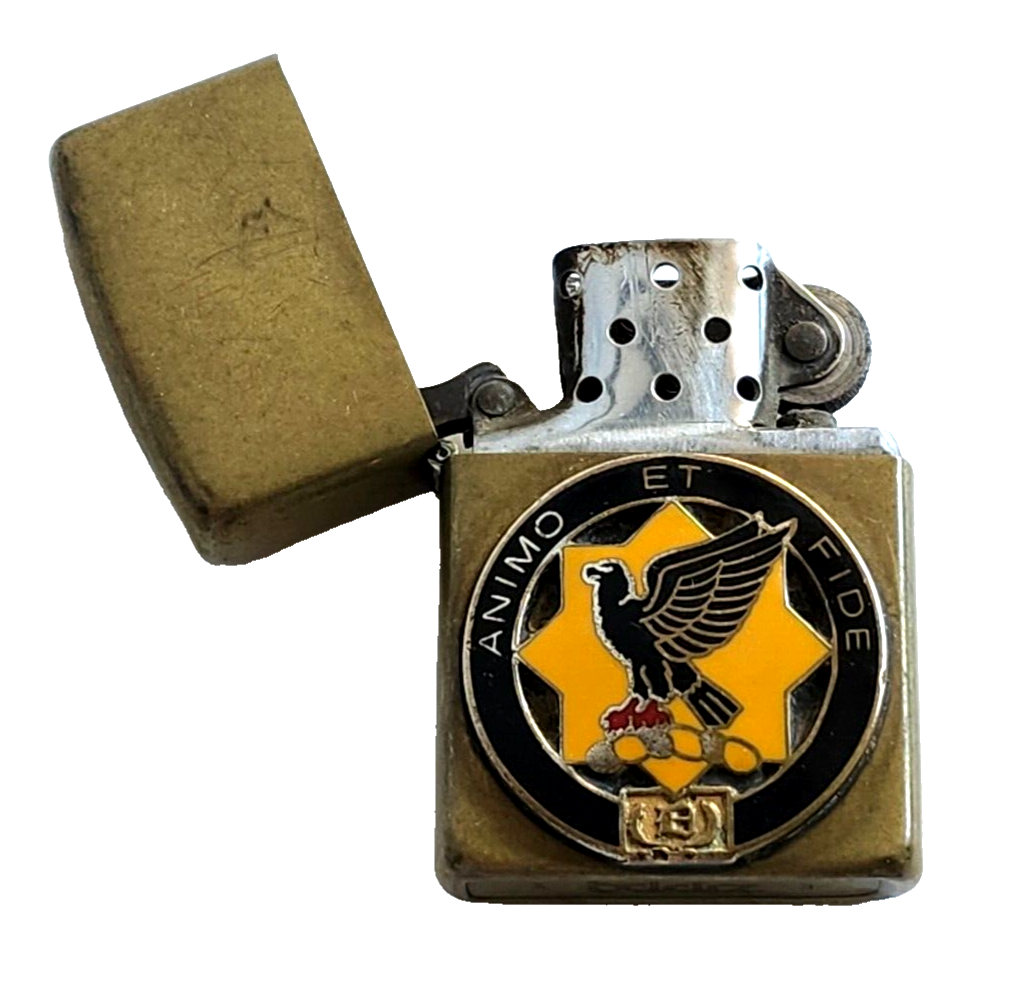 Zippo Lighter w/ WWII US Army 1st Cavalry Regiment Unit ANIMO ET FIDE Insignia image 3