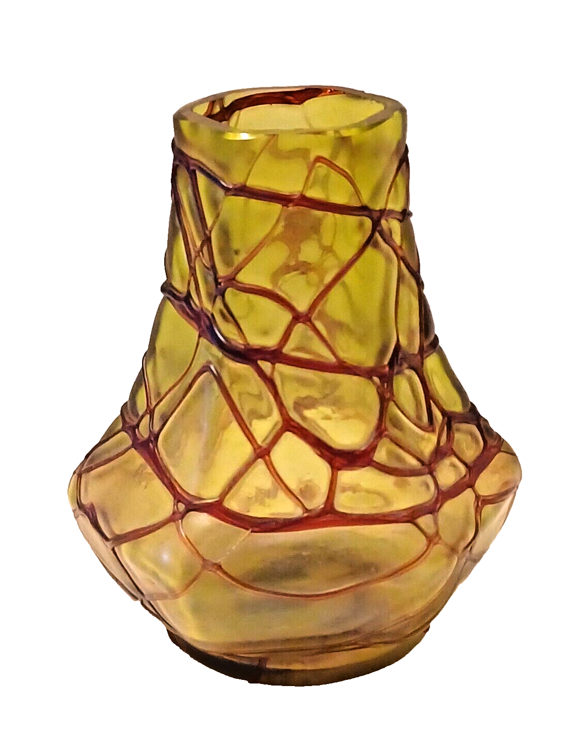 Antique Pallme-Konig Iridescent Green / Yellow Bohemian Glass Vase image 0