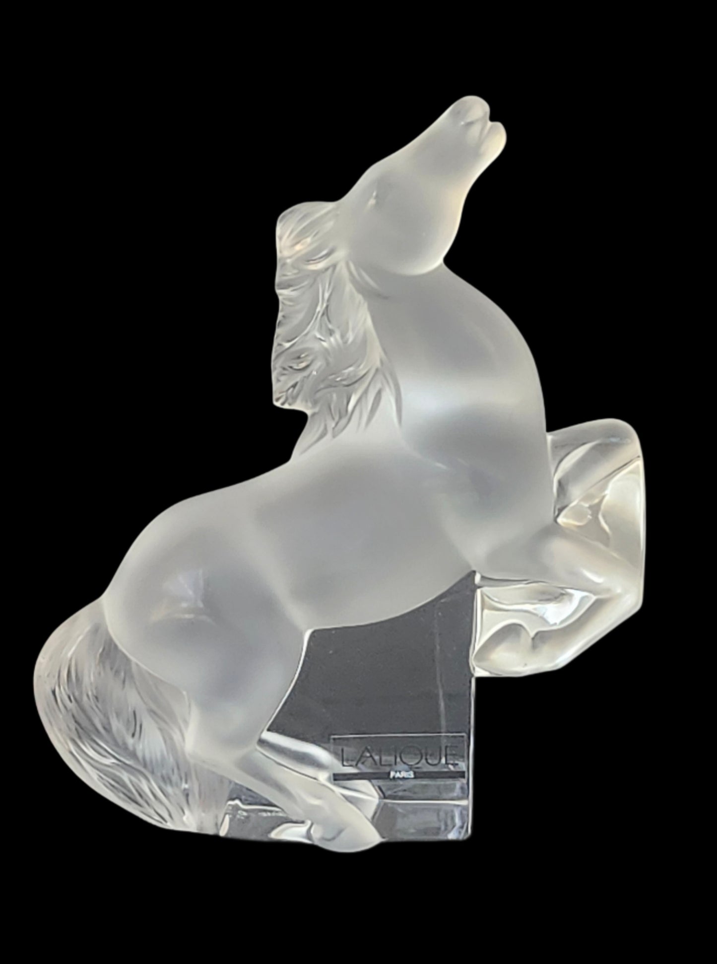 Rare! Lalique Clear Crystal Rearing Kozak Horse Figurine #1206500 image 0