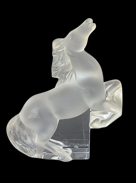 Rare! Lalique Clear Crystal Rearing Kozak Horse Figurine #1206500 image 0
