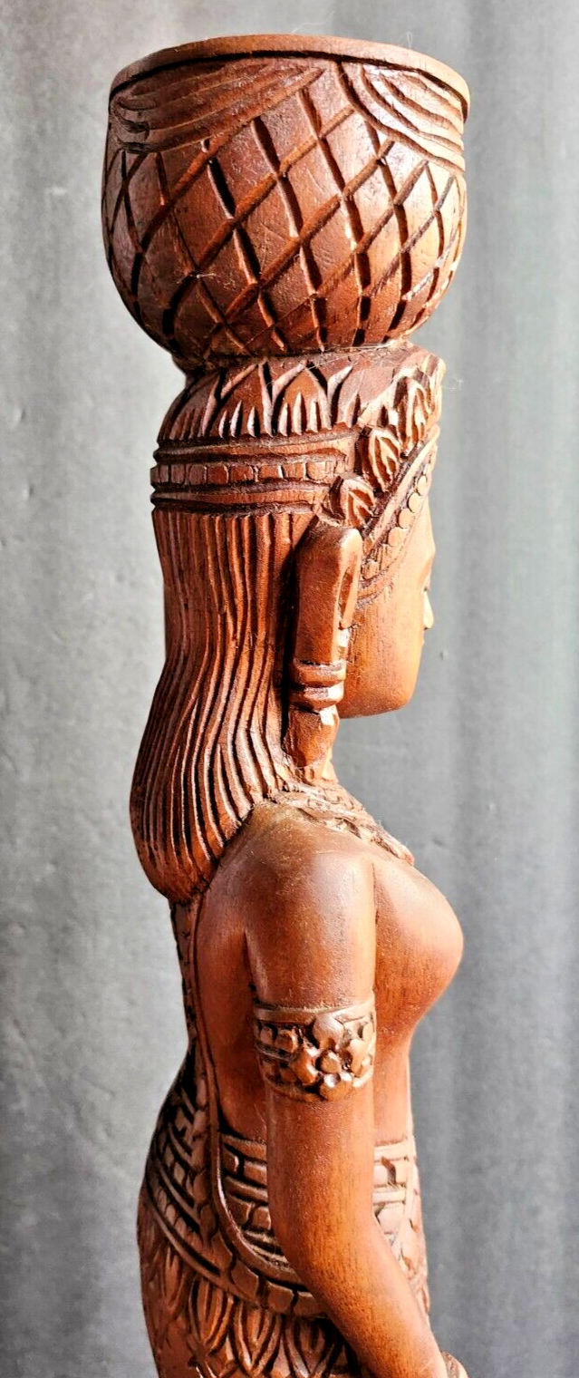 Large Indonesian Bali Balinese Carved Wood Woman Figurine image 6