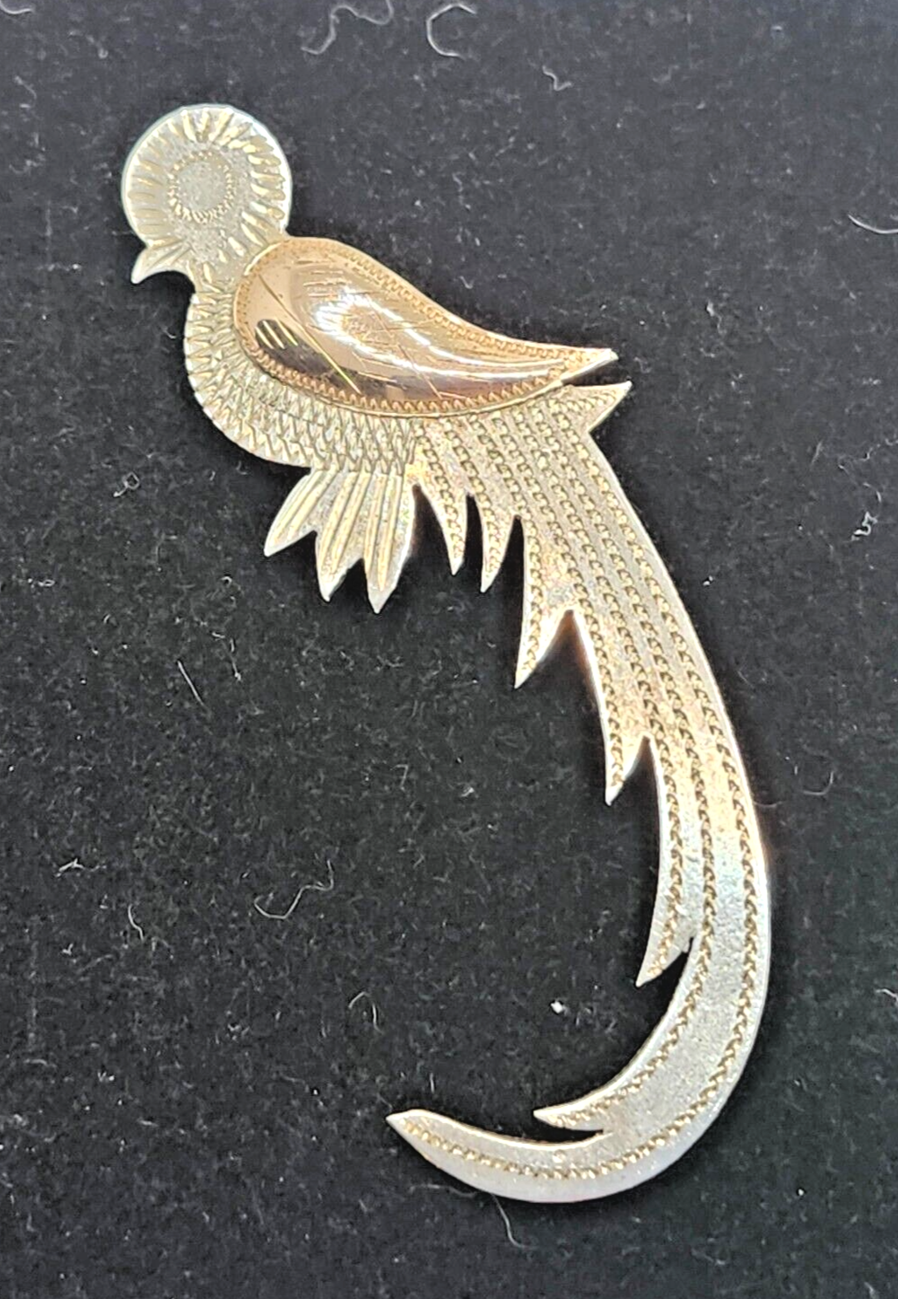 Vintage Guatemala 900 Sterling Silver & Gold Quetzal Tropical Bird Brooch Pin image 0