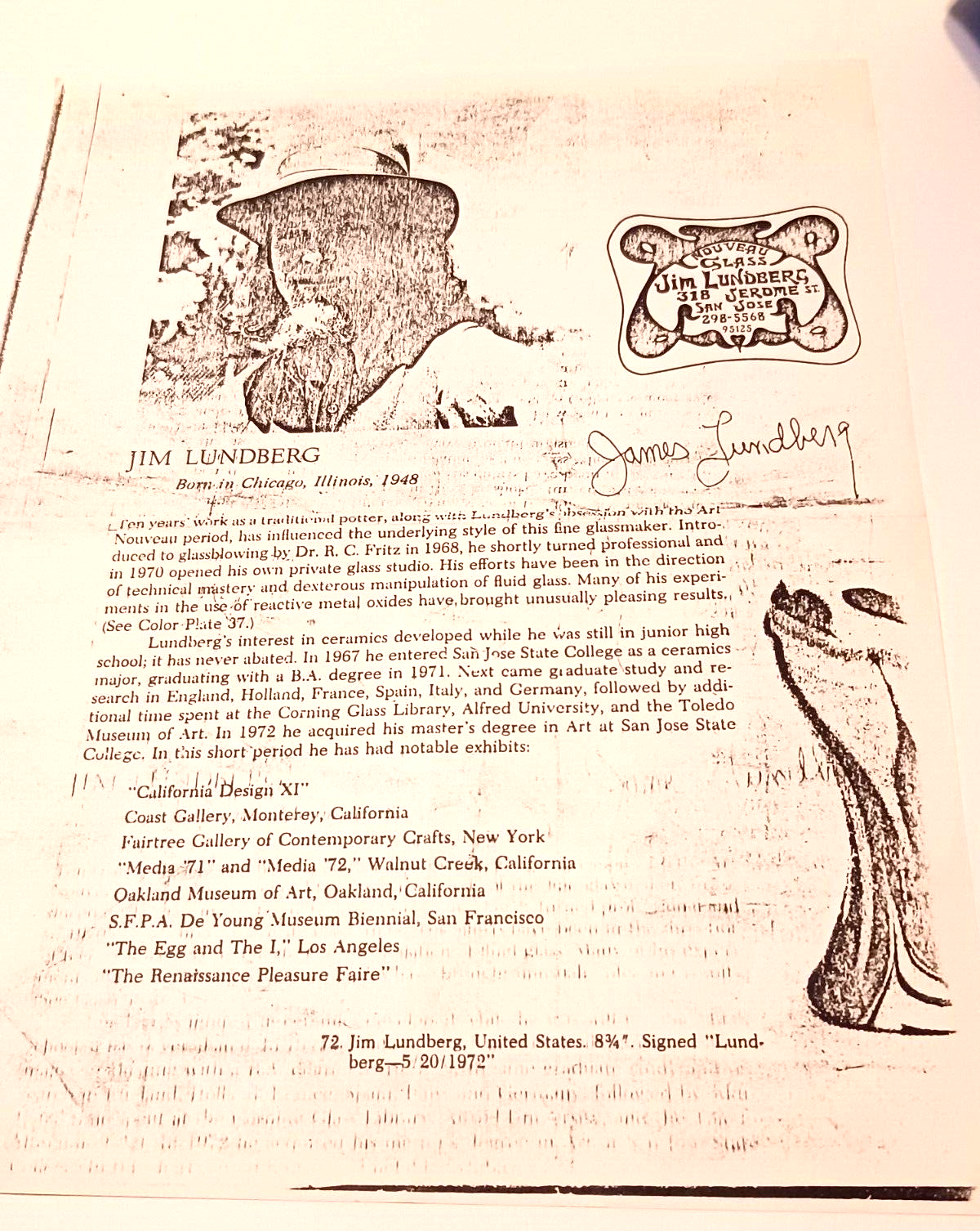 LUNDBERG Studios Art Glass JACK IN THE PULPIT Aurene Blue Iridescent Vase image 12