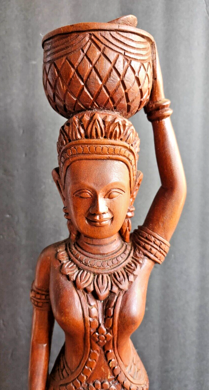 Large Indonesian Bali Balinese Carved Wood Woman Figurine image 1