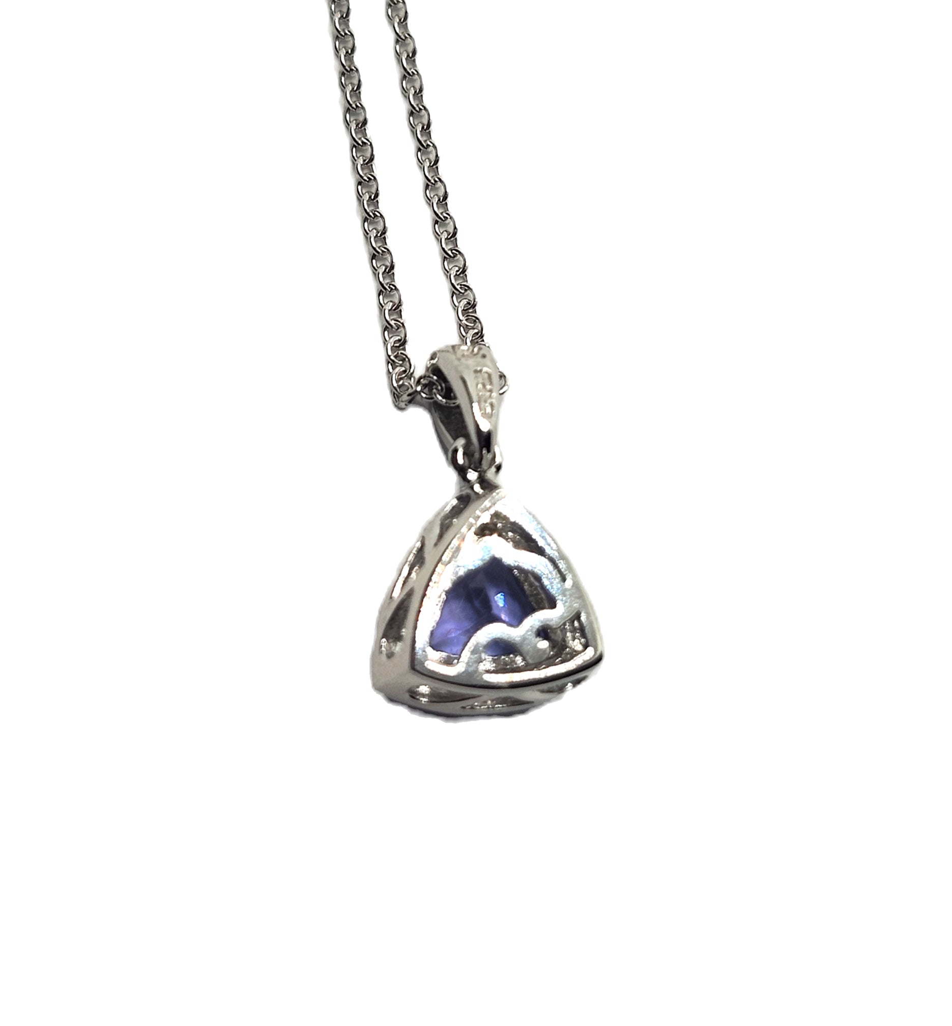 NEW! EFFY 14K White Gold .72ct Tanzanite & Diamond Trillion Pendant image 6