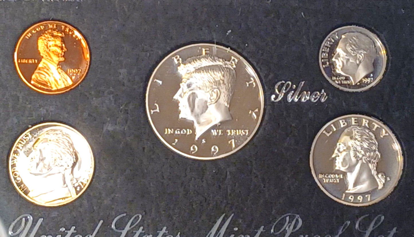 1997 U.S. Mint SILVER PROOF Set in Original Plastic Case & Box image 2