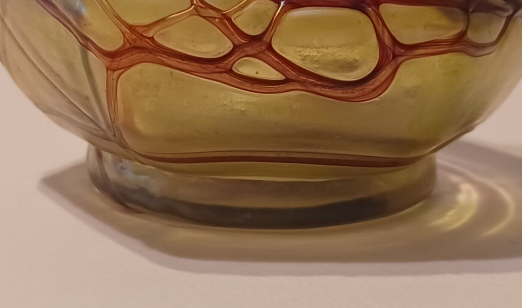 Antique Pallme-Konig Iridescent Green / Yellow Bohemian Glass Vase image 8
