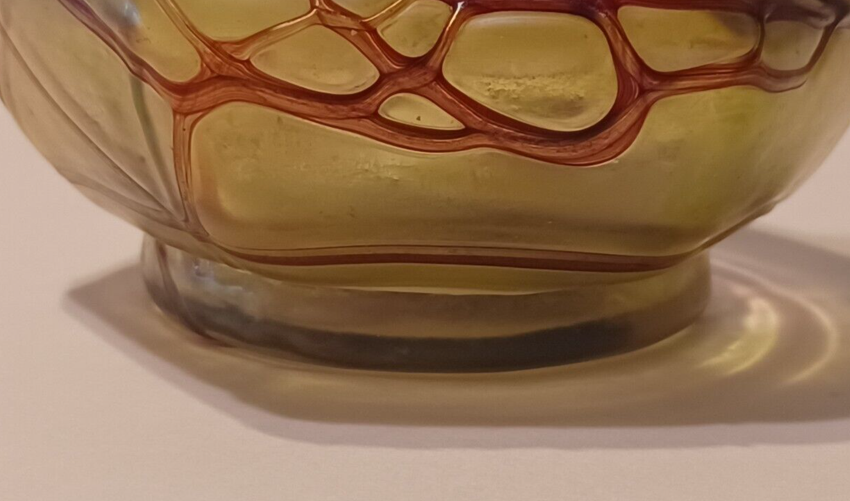 Antique Pallme-Konig Iridescent Green / Yellow Bohemian Glass Vase image 8