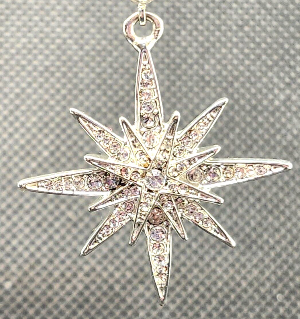 Kirks Folly Clear Crystal Star Spangled Leverback Silvertone Earrings image 4