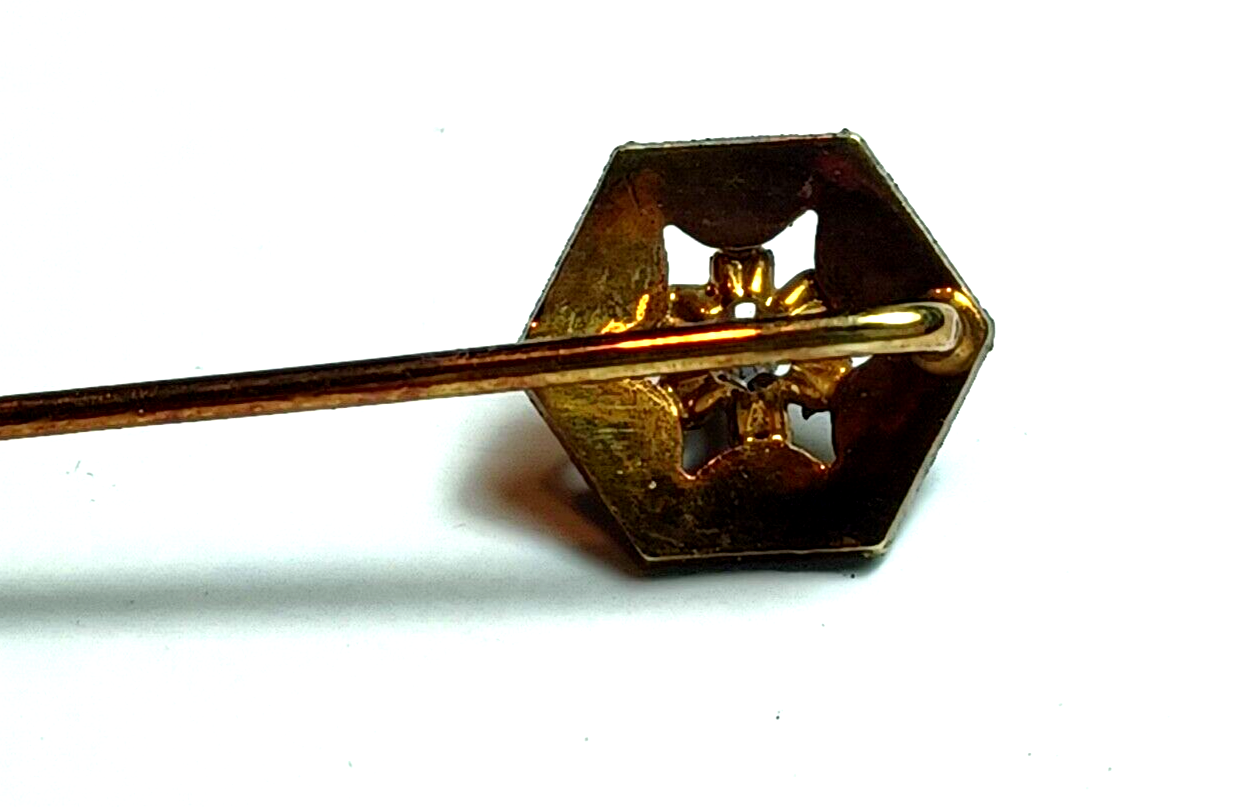 Antique Buttercup Set Diamond & 14K Rose Gold Octagon Shaped Stick Pin image 5