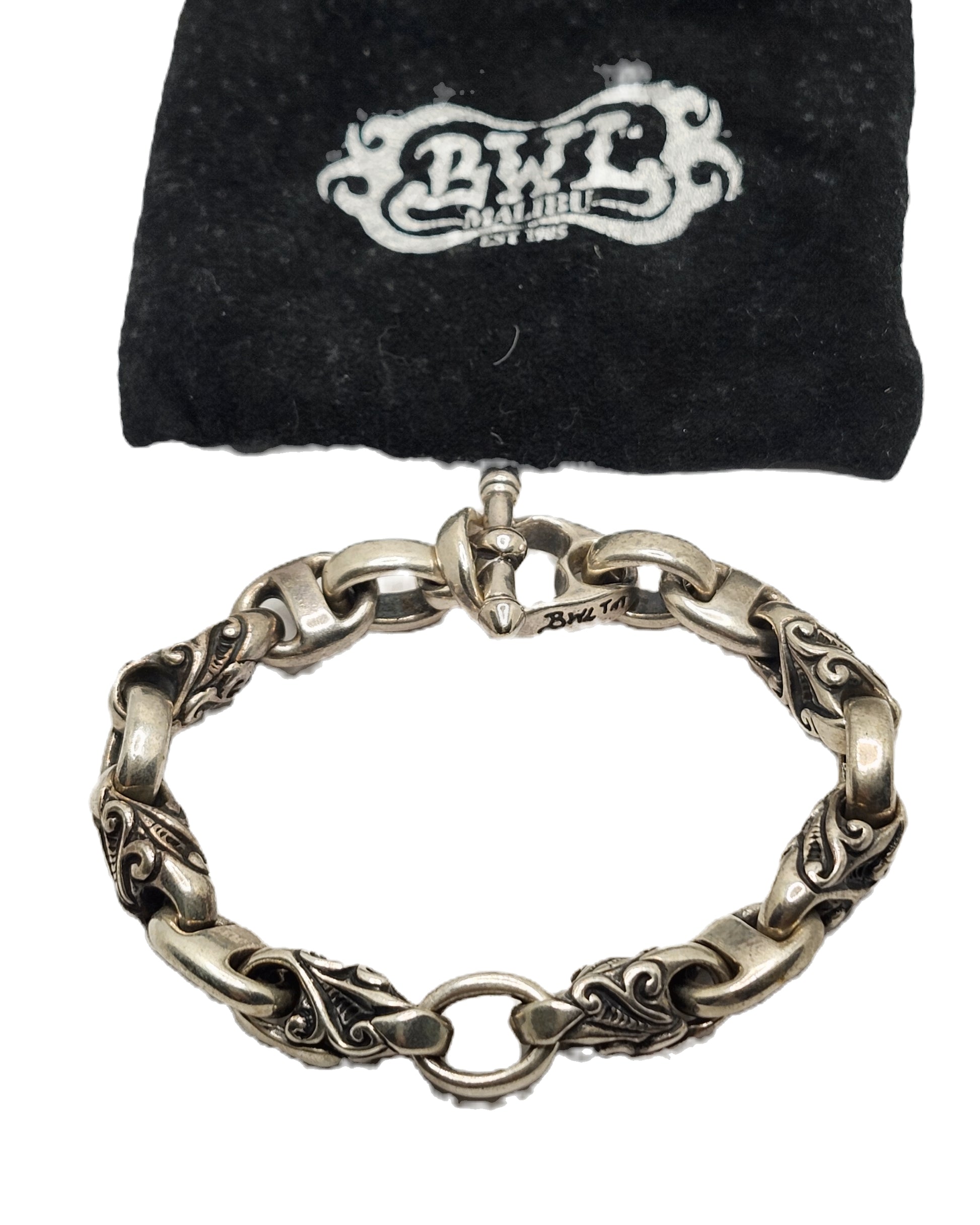 BWL Bill Wall Leather U Joint Wave Link Sterling Silver Toggle Brac image 0