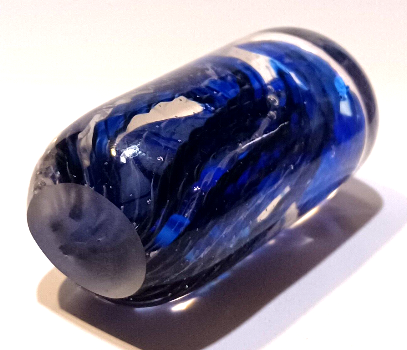 Murano Art Glass Paperweight Italy MCM Art Glass Cobalt Blue Sculpture 5" Tall image 6