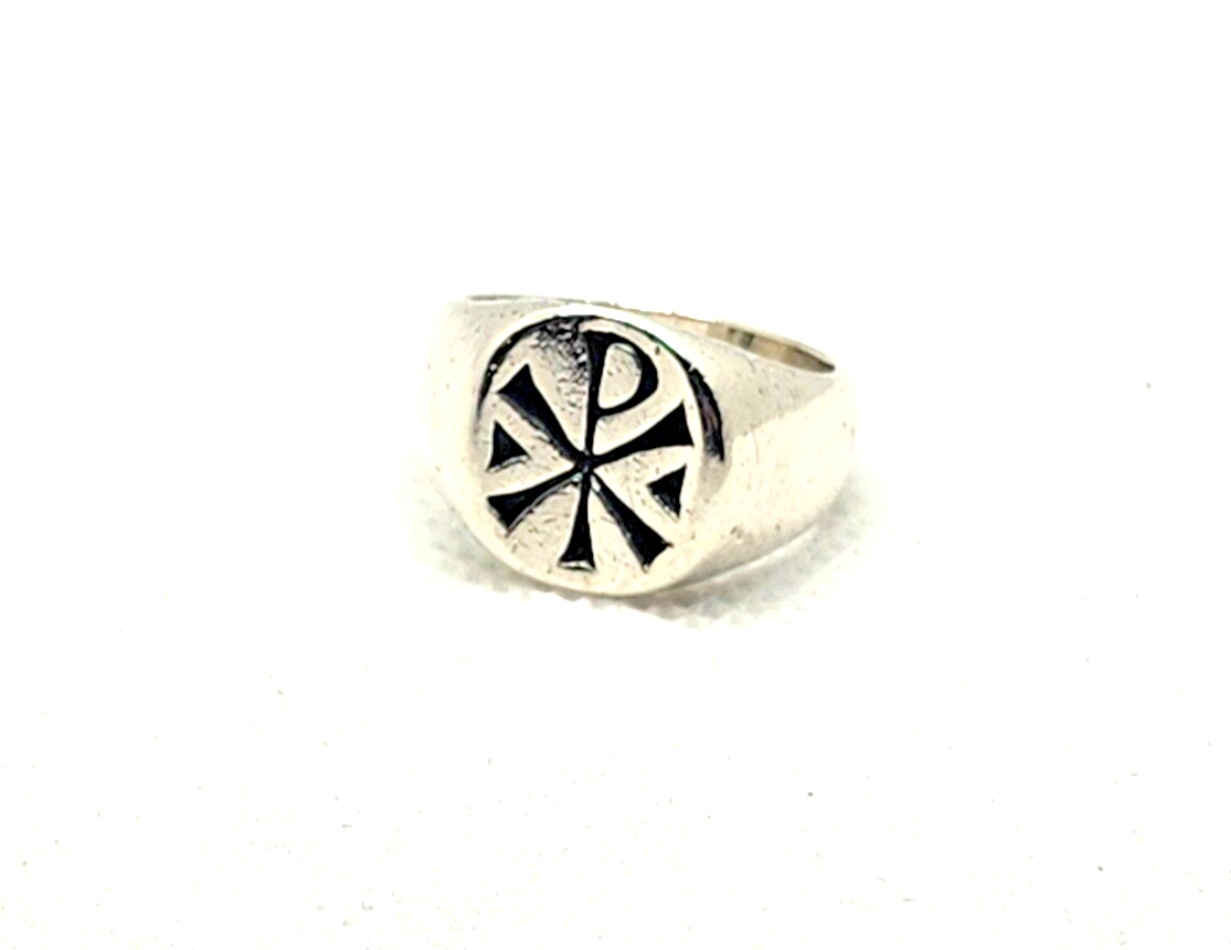 James Avery Retired Sterling Silver Christian Chi Rho Men's Ring image 1