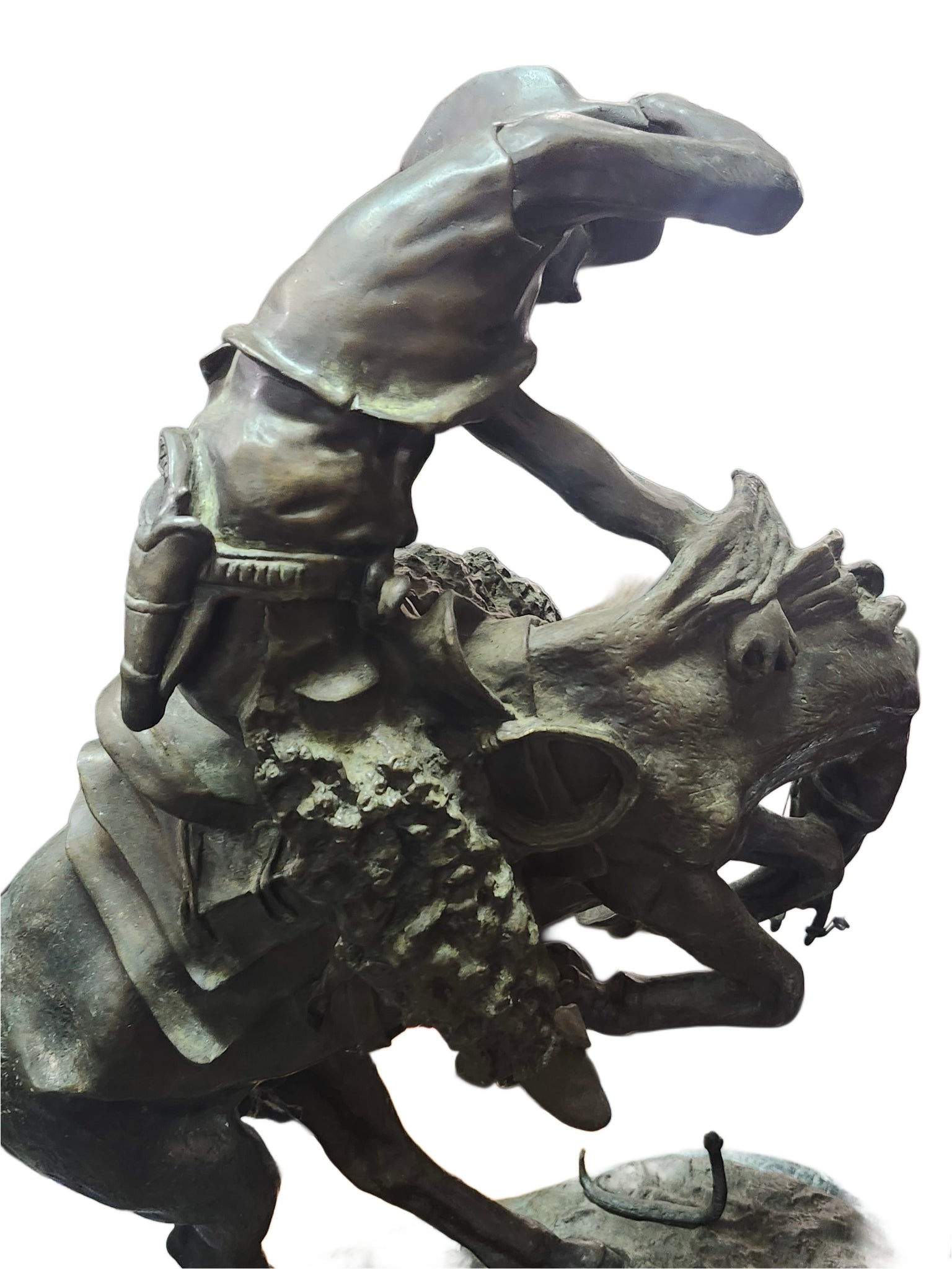 Frederic Remington Bronze Statue Titled "Rattlesnake" 23" Tall image 7