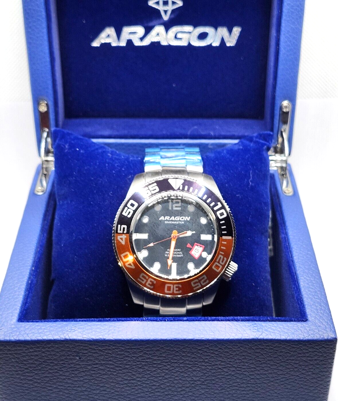NEW! Aragon A336 Divemaster III Automatic NH35 Men's Watch ~ Black / Orange Dial image 0