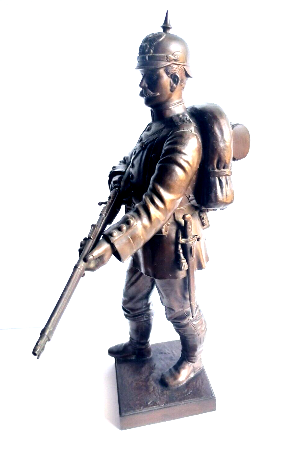 Antique Early 20th Century WWI German Soldier Bronze Sculpture Statue Signed image 5