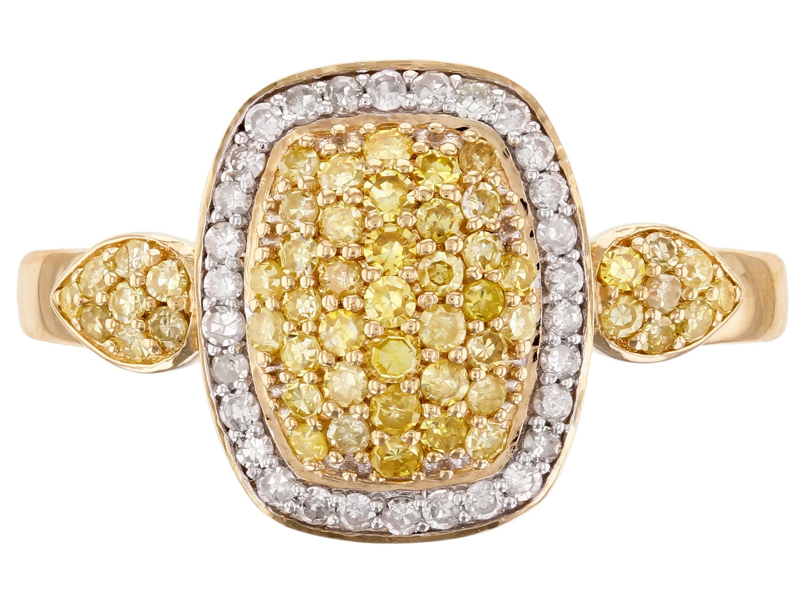 .53ctw Pave Yellow & White Diamond 10k Yellow Gold Ring image 1