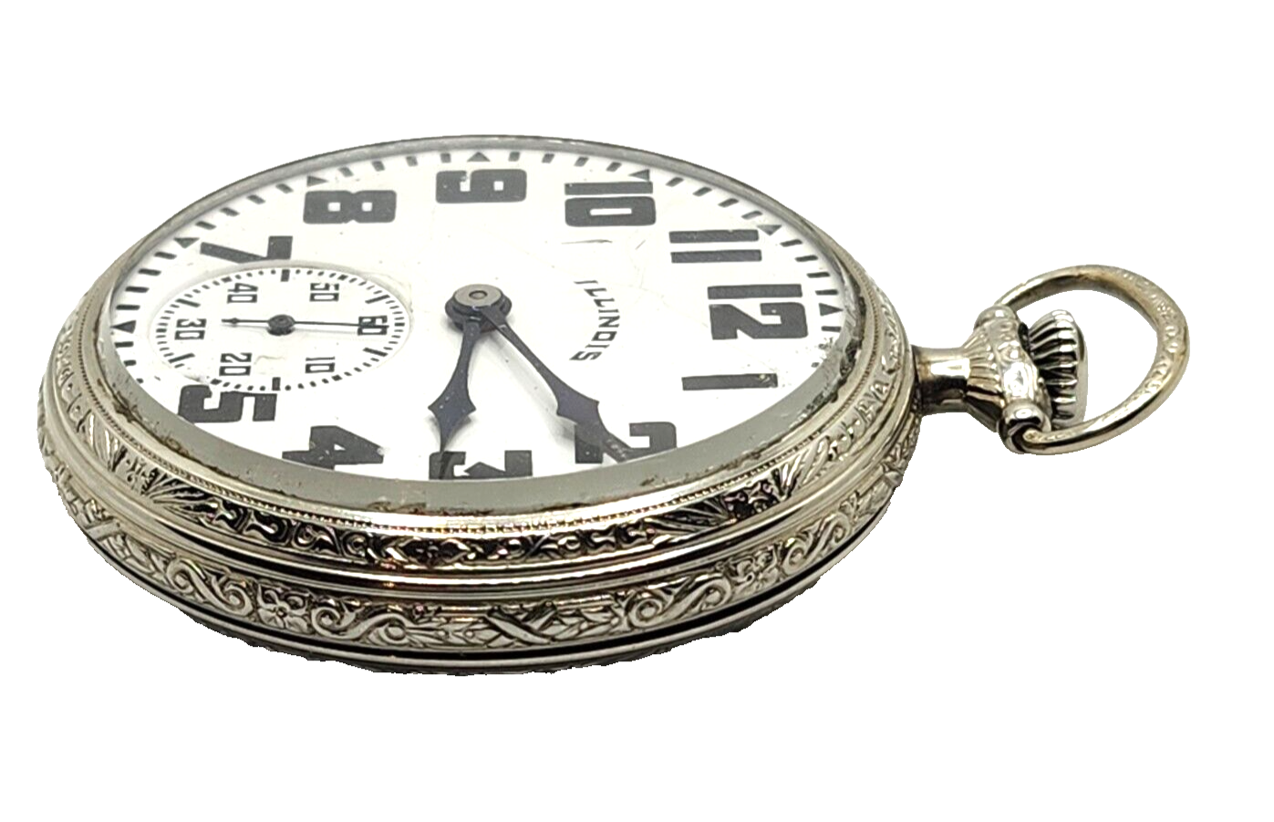Antique 1923 Illinois Watch Co. Bunn 19j White Gold Filled Pocket Watch 16s image 2