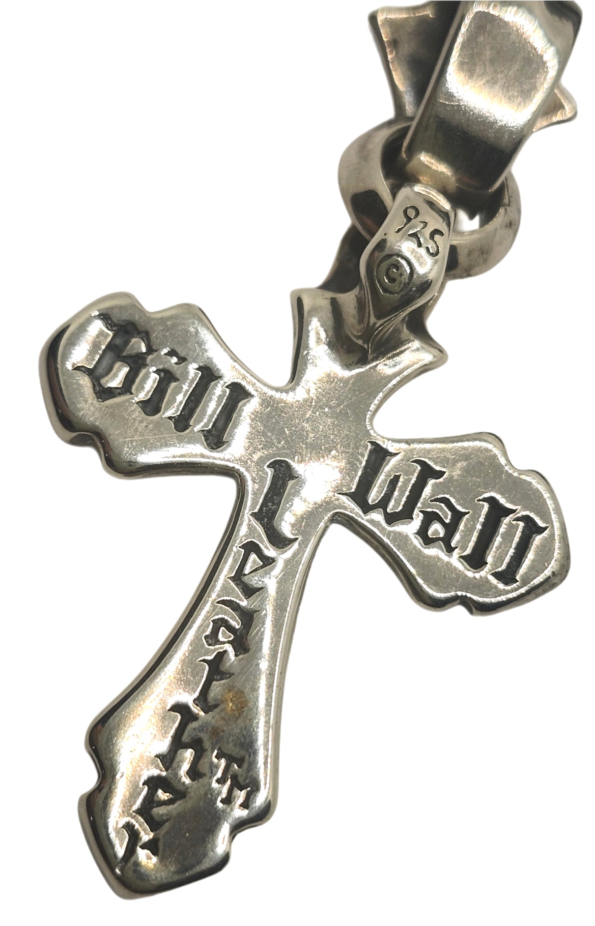 BWL Bill Wall Leather Malibu Sterling Large 2005 Cross Pendant w/ Lg Bail image 6