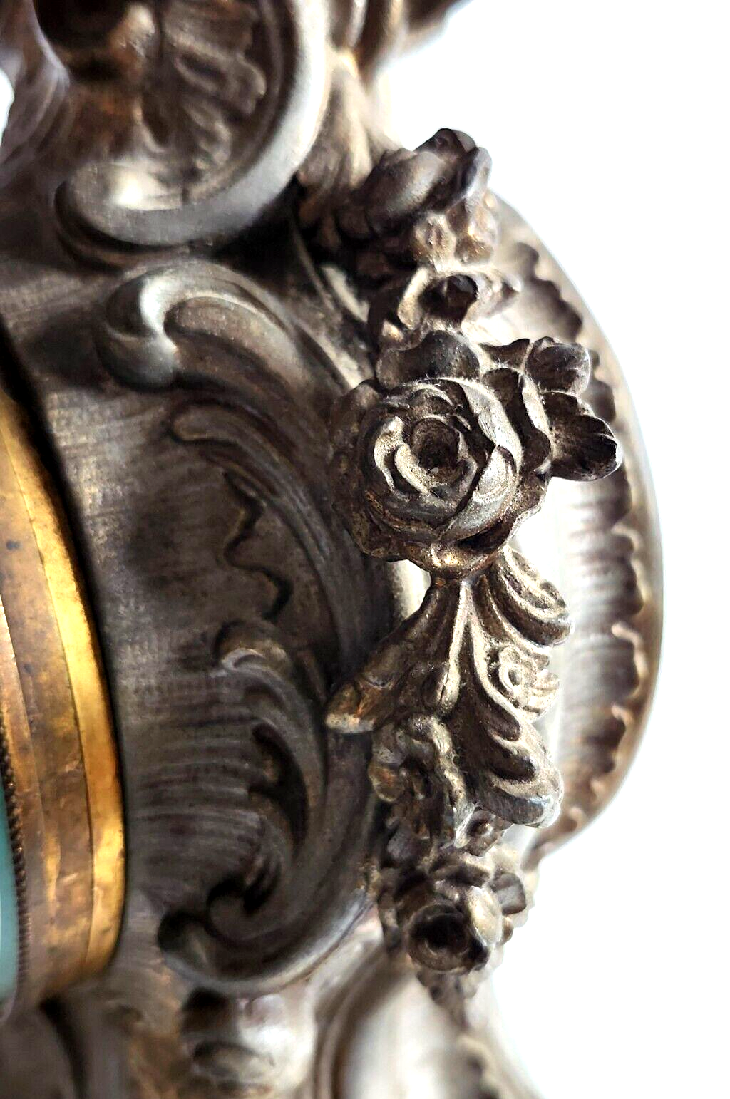 Antique Ansonia Bronze Gold Gilt Cherub Mantle Clock ~ Key Wind & Working image 4