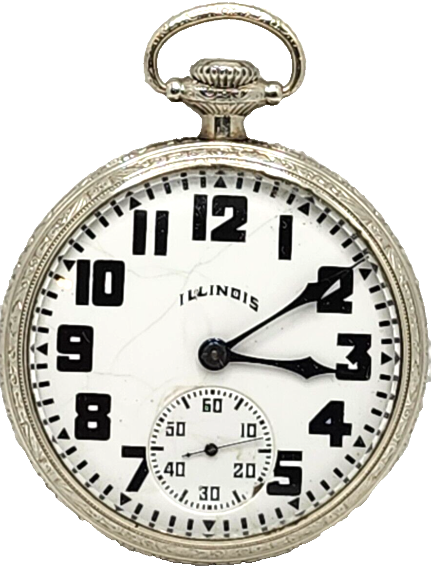 Antique 1923 Illinois Watch Co. Bunn 19j White Gold Filled Pocket Watch 16s image 1