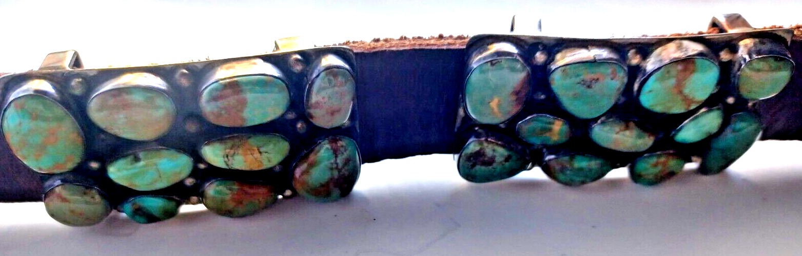 Navajo Native American Sterling Silver Turquoise Concho Belt by Willie Nezzie image 8