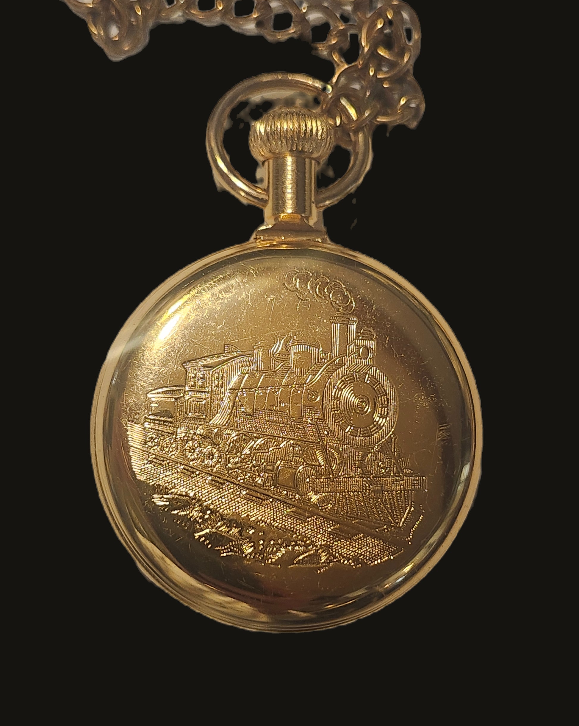 Vintage Disney Mickey Mouse Bradley Gold Tone Pocket Watch w/ Chain image 3