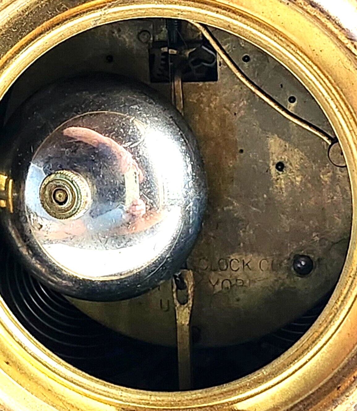 Antique Ansonia Bronze Gold Gilt Cherub Mantle Clock ~ Key Wind & Working image 12