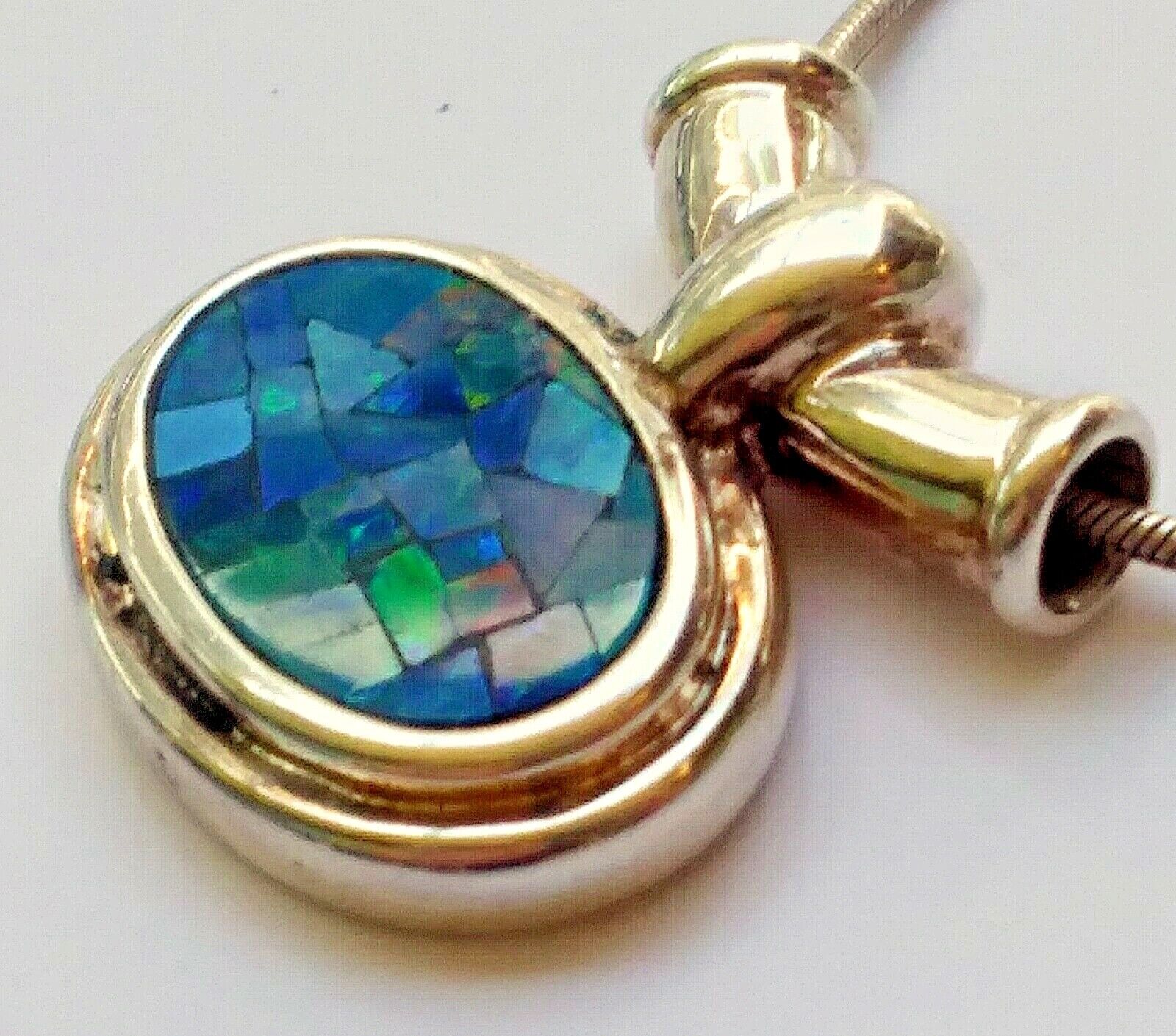 Gorgeous Crushed Black Opal Sterling Silver Slide Charm Pendant with Necklace image 3