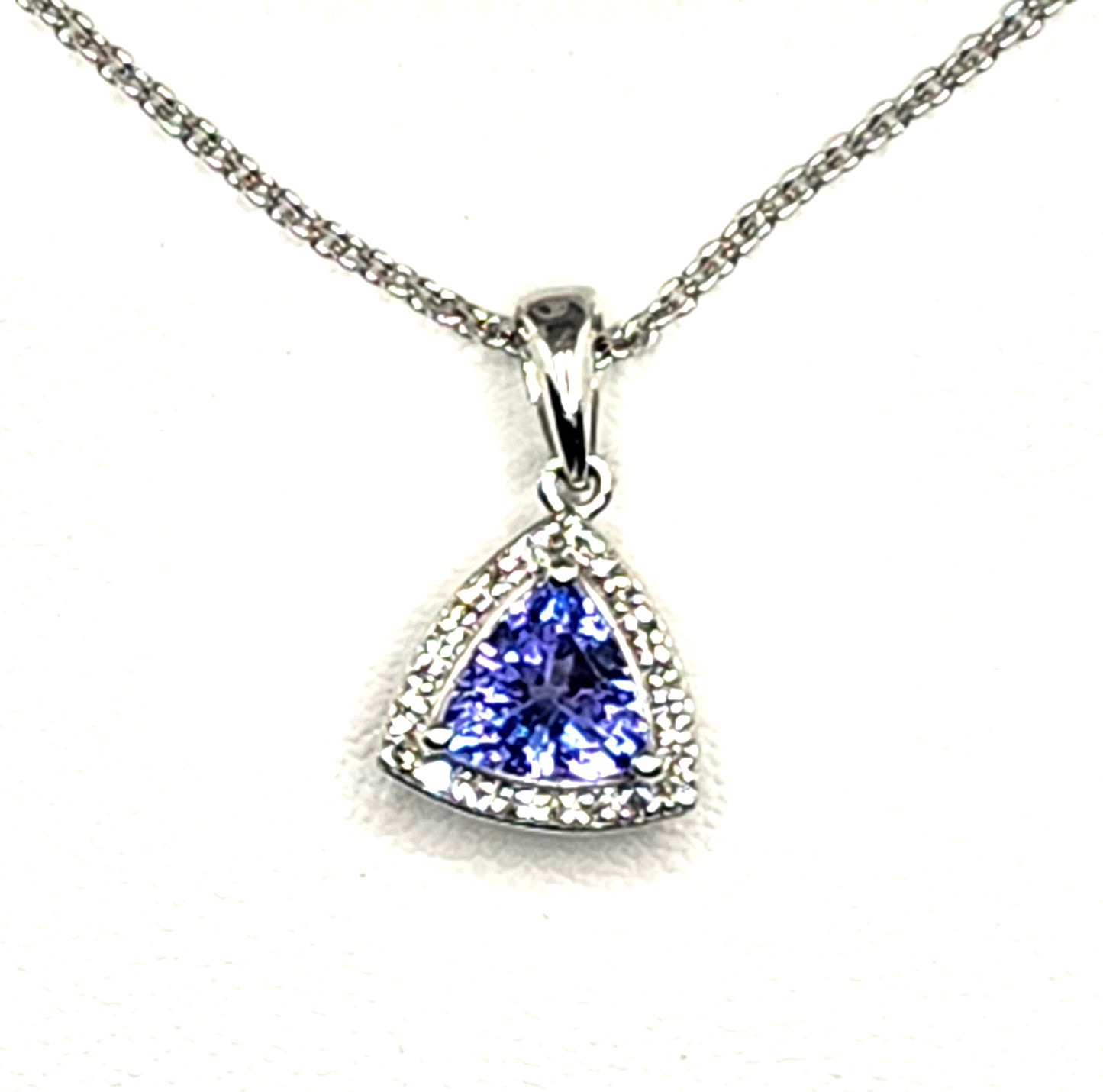 NEW! EFFY 14K White Gold .72ct Tanzanite & Diamond Trillion Pendant image 2