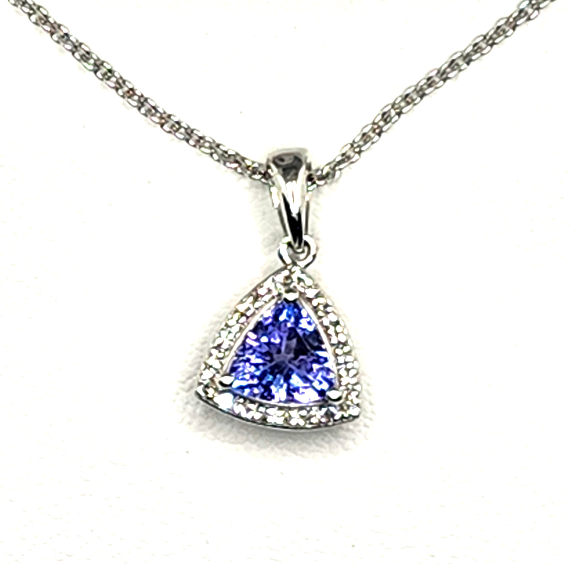 NEW! EFFY 14K White Gold .72ct Tanzanite & Diamond Trillion Pendant image 2