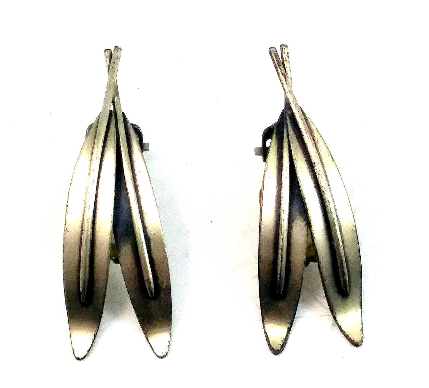 Vintage Mid Century Modern Sterling Beau Bracelet Pin & Earrings Set image 1