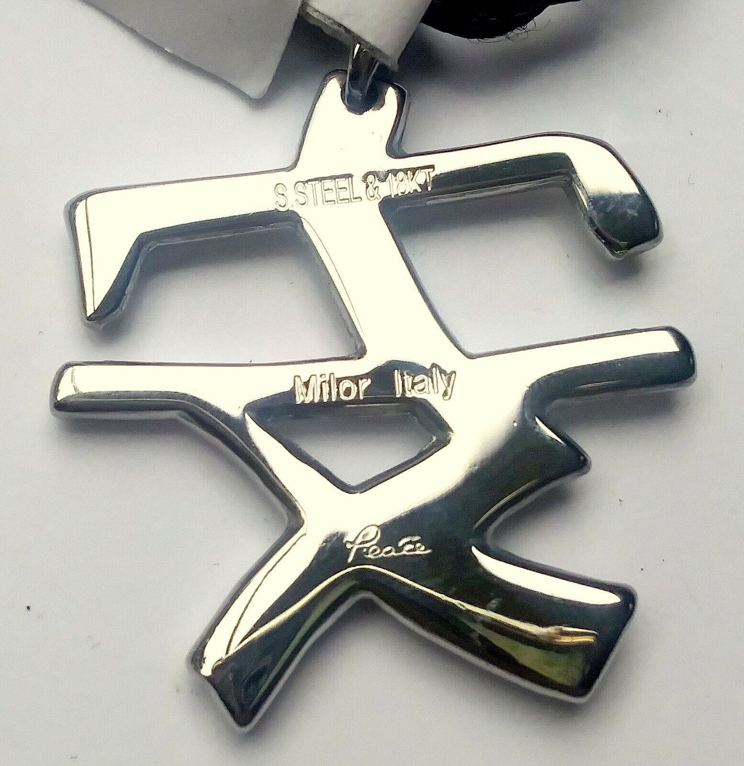 NEW! Milor Stainless Steel & 18K Gold Peace Pendant Necklace image 4