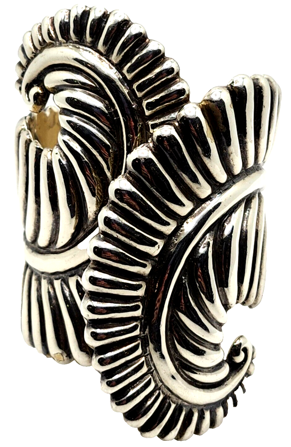 Vintage Taxco Mexican 925 Sterling Silver Clamper Fern Leaf Cuff Bracelet image 3