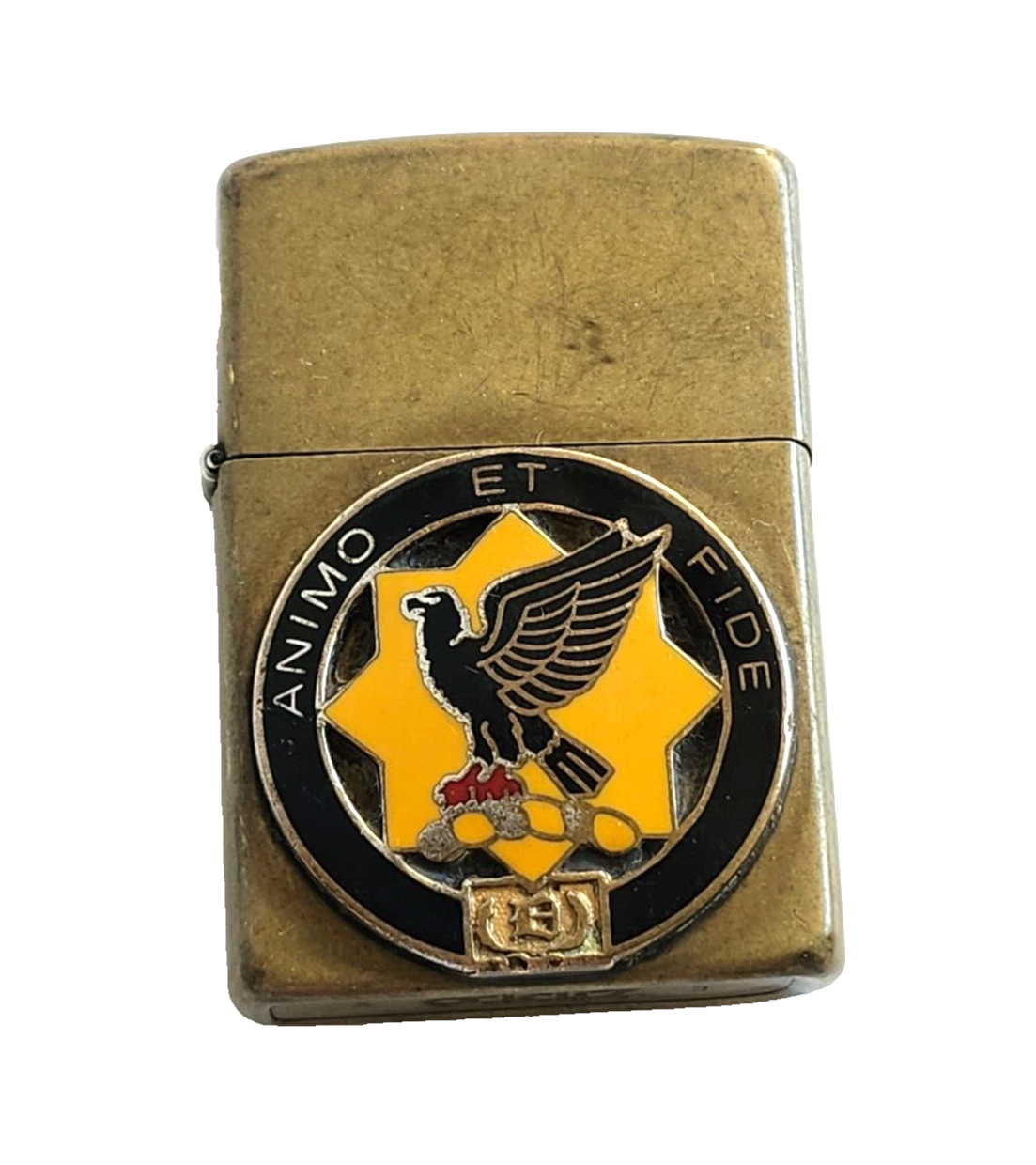 Zippo Lighter w/ WWII US Army 1st Cavalry Regiment Unit ANIMO ET FIDE Insignia image 0