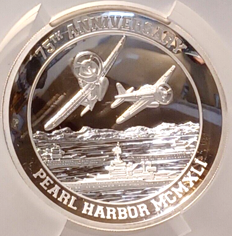 2016 (P) $5 Pearl Harbor Perth 5 oz Silver HR Proof Coin PCGS - PR70DCAM Flag image 3