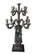 Vintage Tall Bronze & Marble Chinese Dolphin 9 Arm Candelabra Signed V. Chenin image 0